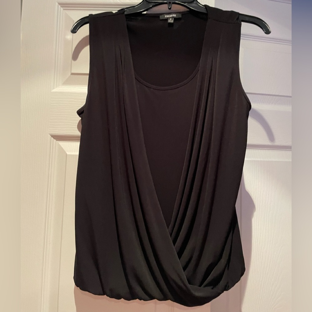 Black Premise Elastic Waist blouson Blouse Size Medium